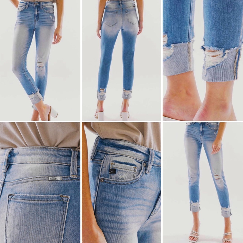 High Rise Cuffed Ankle Skinny Jean